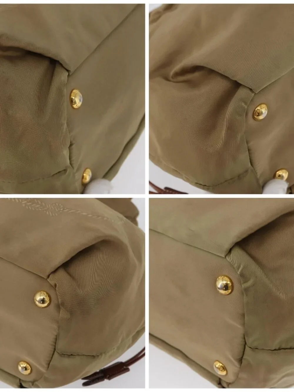 PRADA Tote Bag Nylon Beige Gold Auth bs32789 - Picture 14 of 16